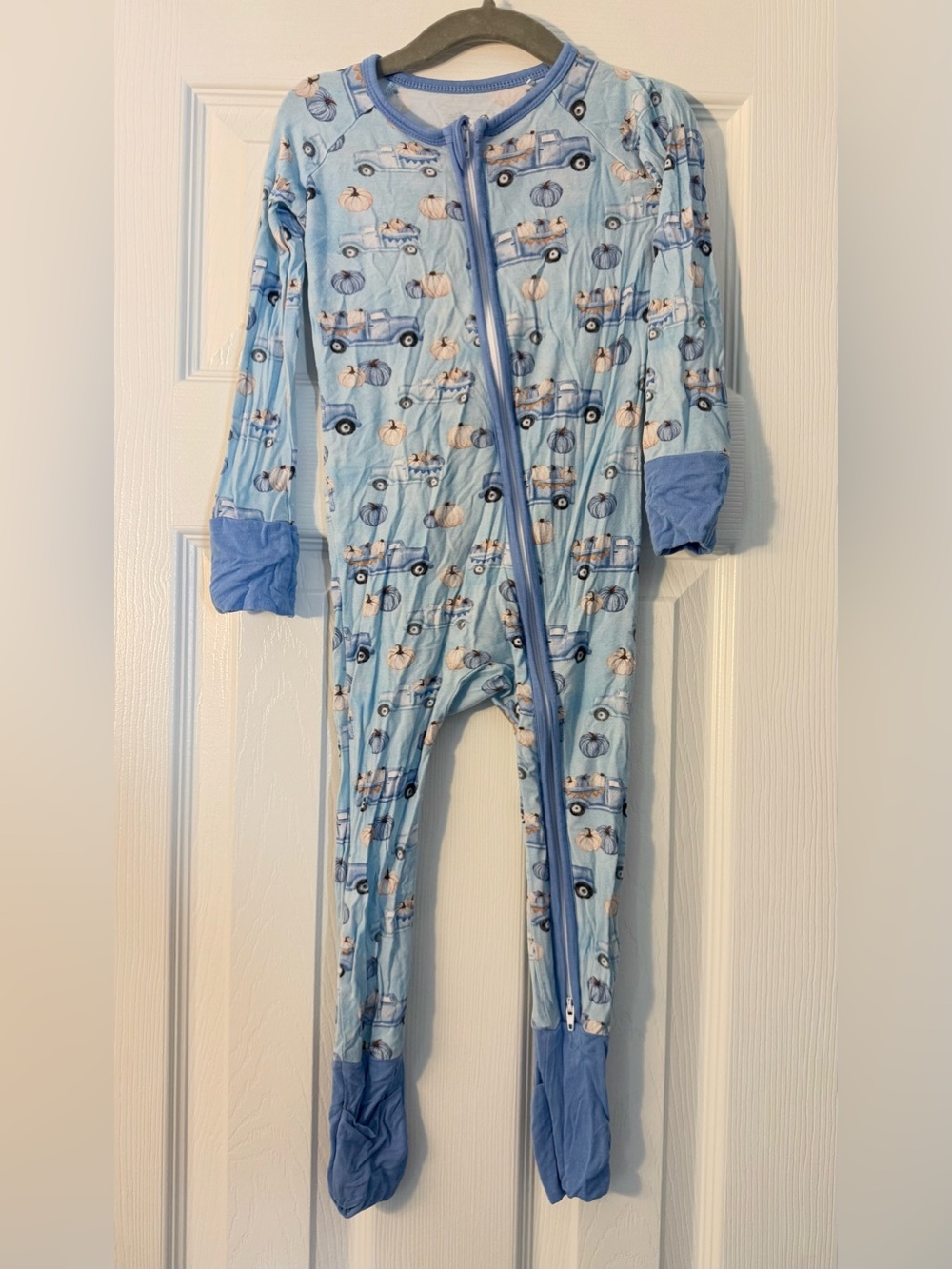 Little Dreamers Pumpkin Truck Convertible Pajamas 18-24M Blue